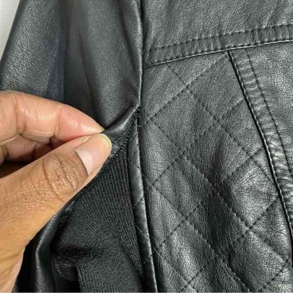 Warehouse One Women's Black Faux Leather Moto Jacket - Picture 10 of 10